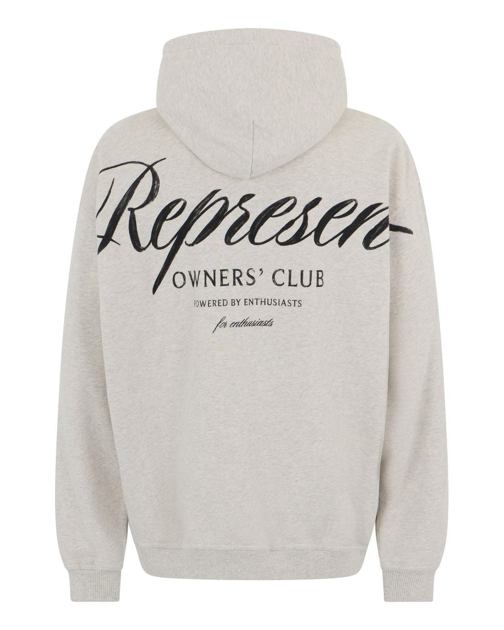 Represent Gray Hooded Sweatshirt Owners Club Script Cotton Jumpers for men