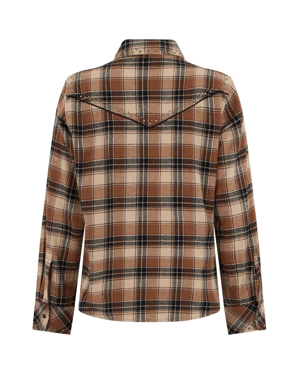 P.A.R.O.S.H. Brown Cotton Shirt With Studs