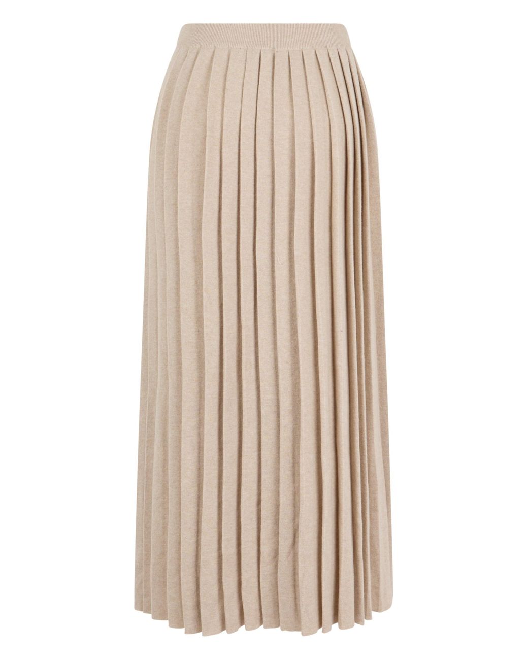 Fabiana Filippi Natural Long Pleated Wool-Silk-Cashmere Skirt