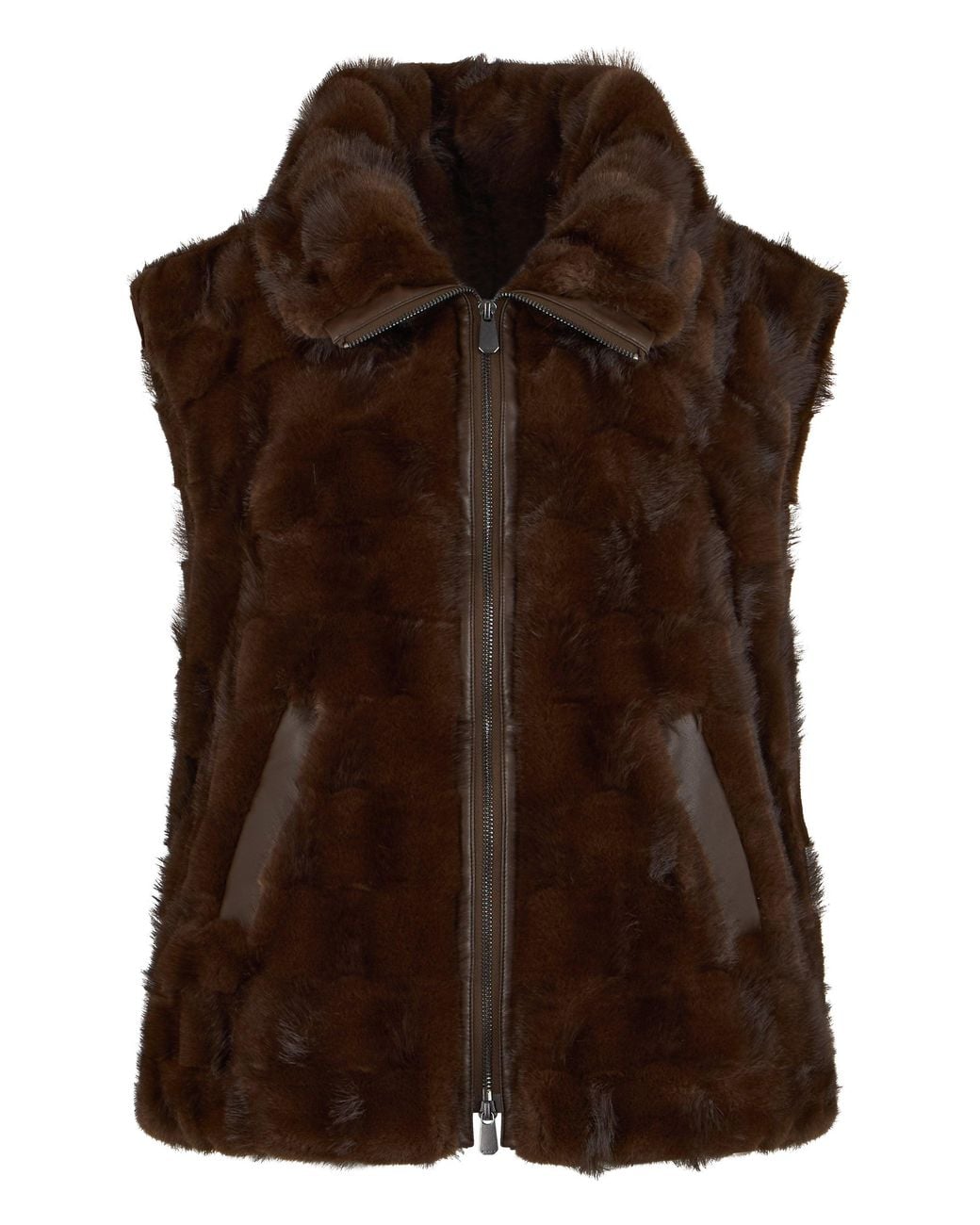Pinko Brown Faux Fur Gilet