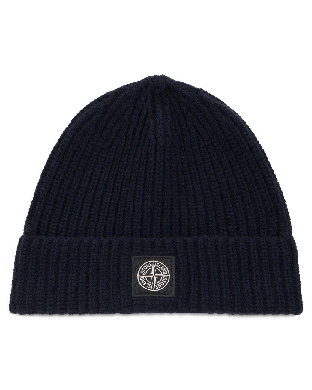 Stone Island Blue Hat Made Of Virgin Wool With Ribbing for men