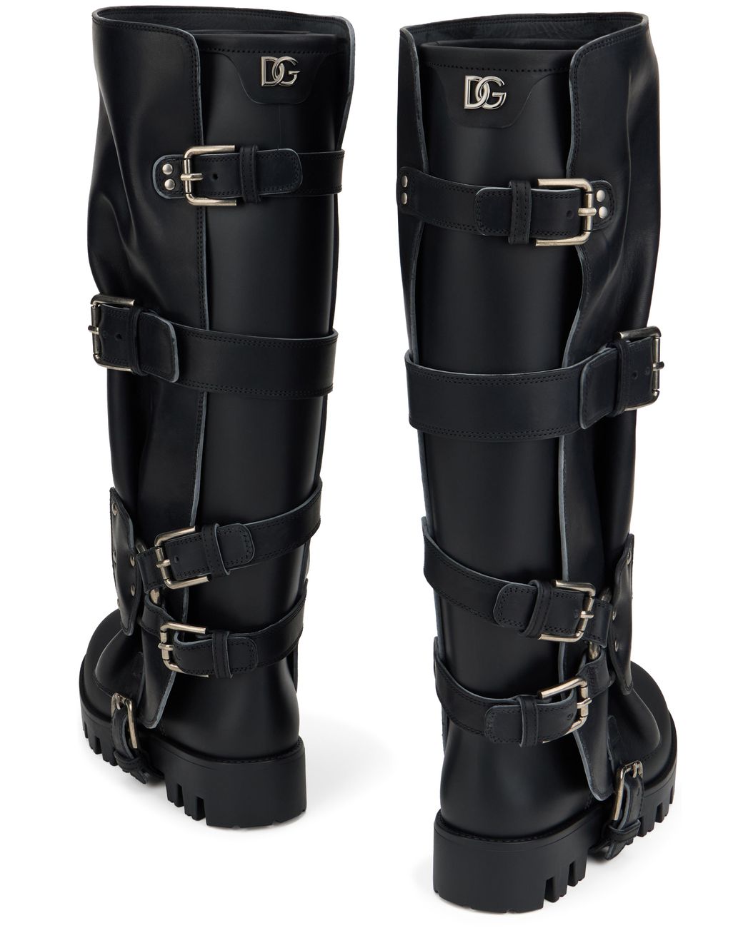 Dolce & Gabbana Black Leather Biker Boots