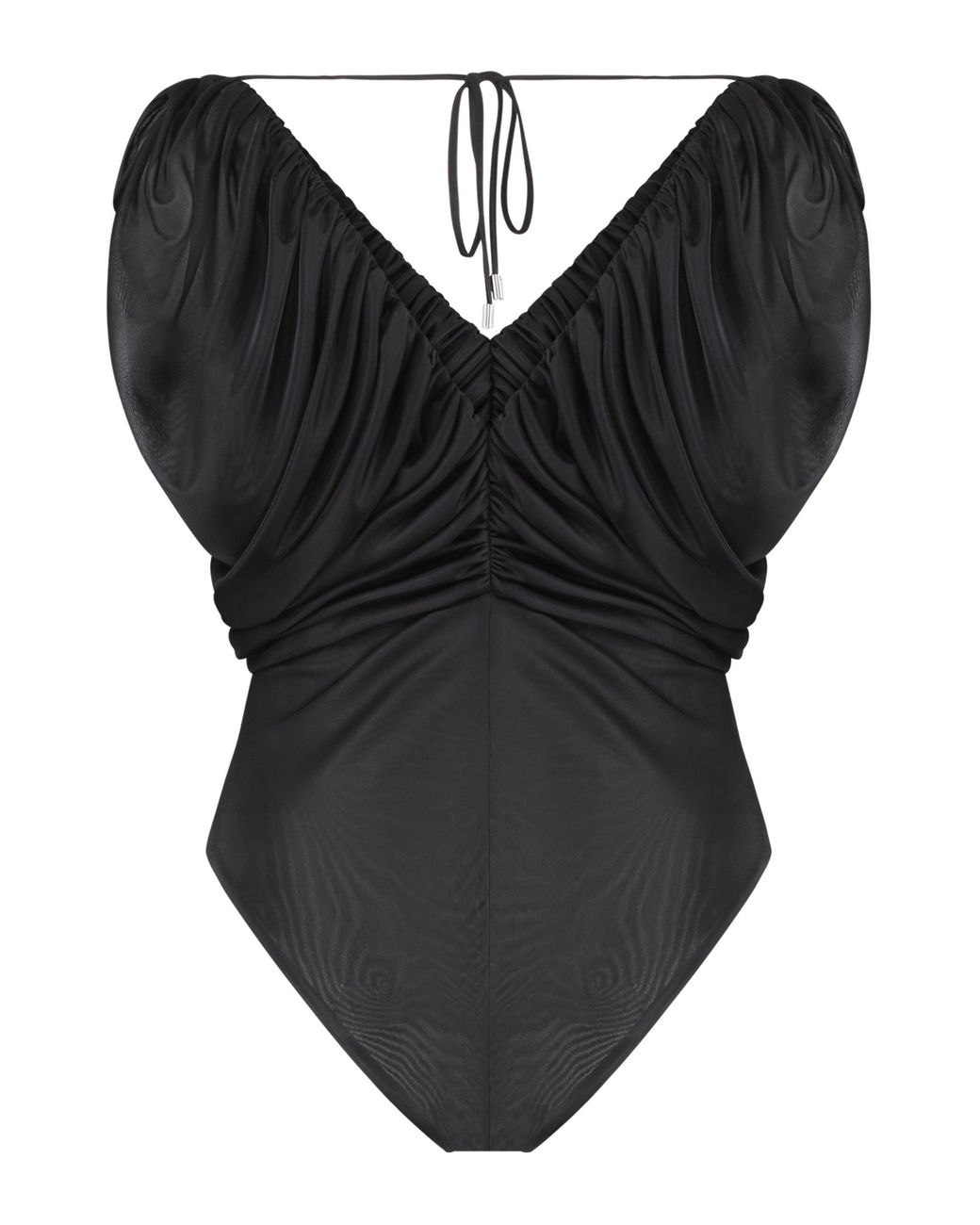 Pinko Black Beccafico Nylon Bodysuit Polyester; Nylon; Elastane Tops