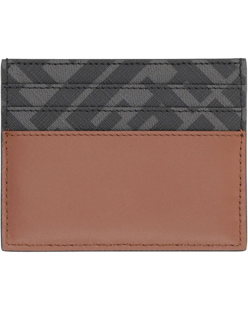 Fendi Gray Ff Squared Leather Card Holder for men