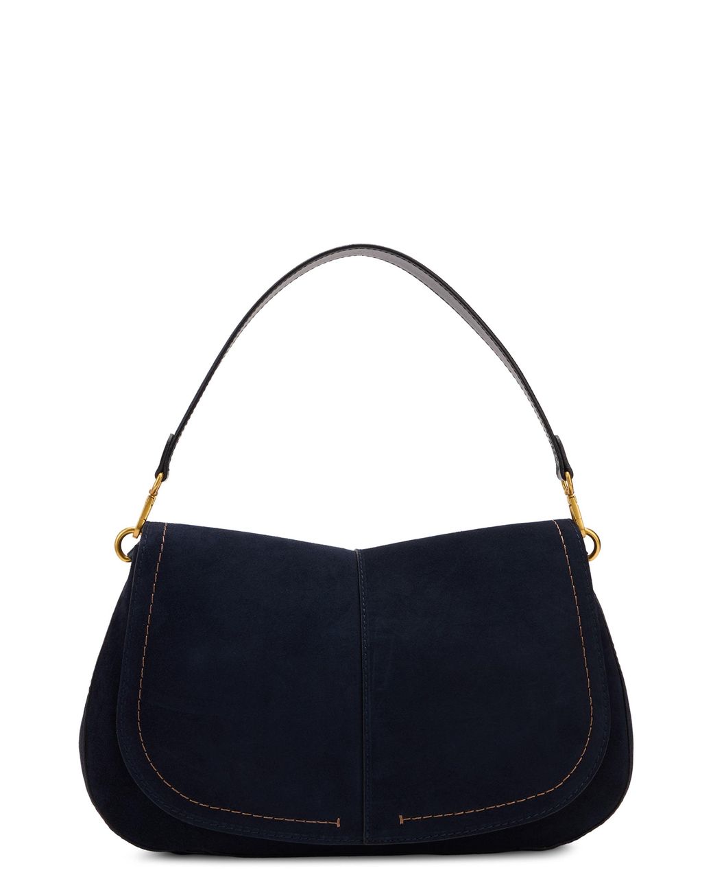 Gianni Chiarini Blue Helena Shoulder Handbag With Slim Handle, Soft Fabric, Wavy Shape