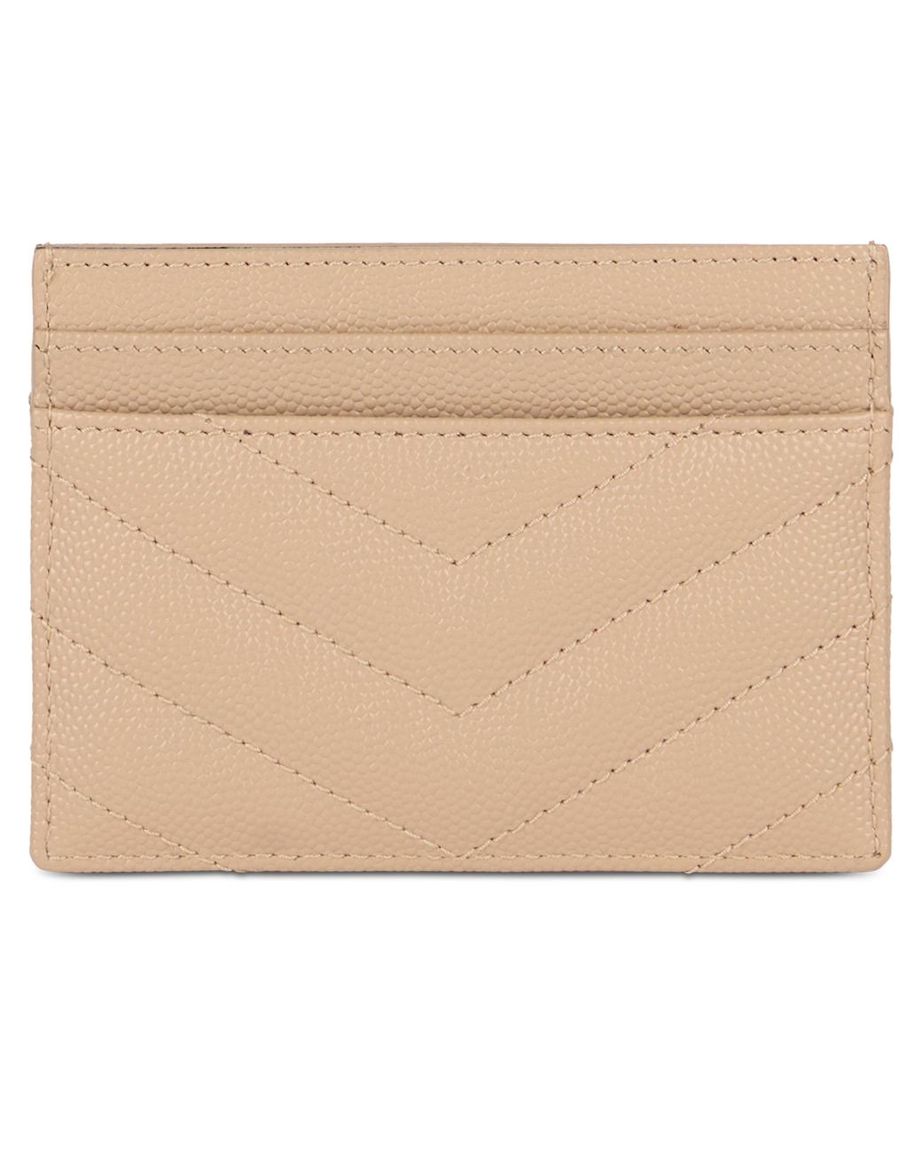 Saint Laurent Natural Card Holder Matelassé Leather Calf Skin Wallets & Purses