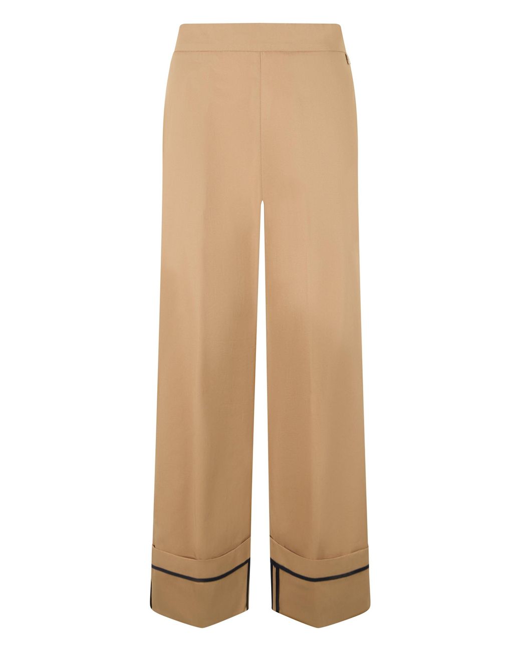 Herno Natural Wide Leg Trousers With Hem