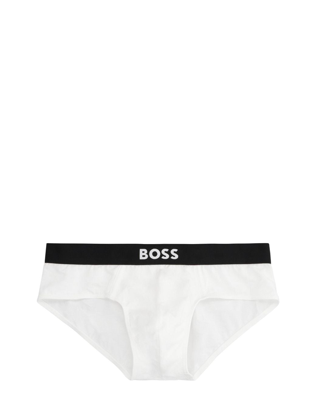 Boss Black Set Of Three Cotton Briefs With Logoed Elastic Band for men