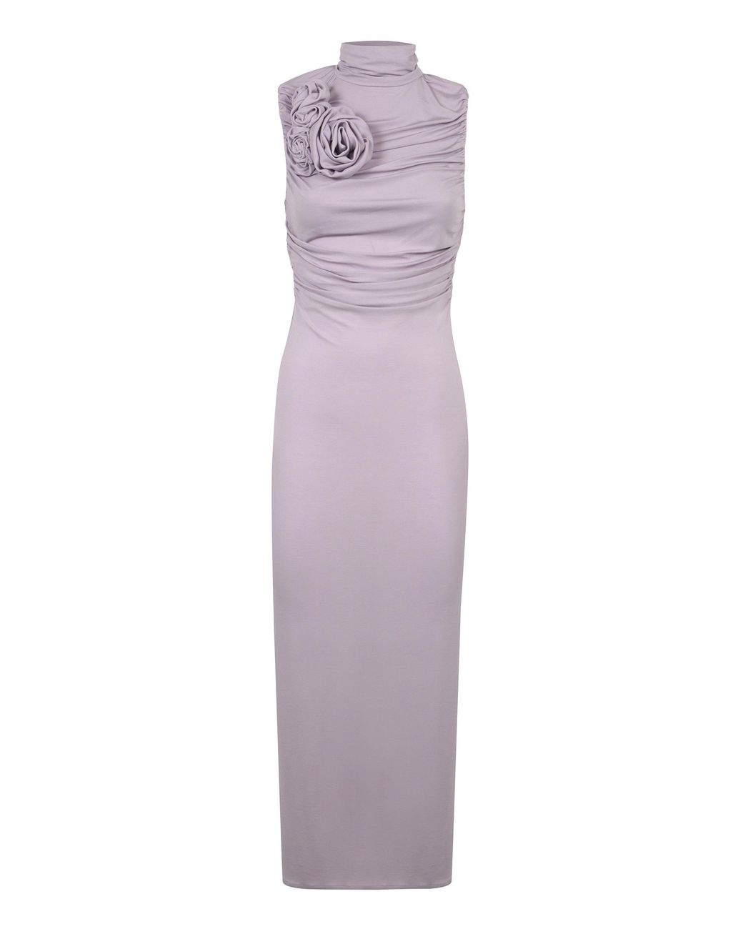 Magda Butrym Purple Jersey Dress With Decorative Flowers Cuprammonium Rayon