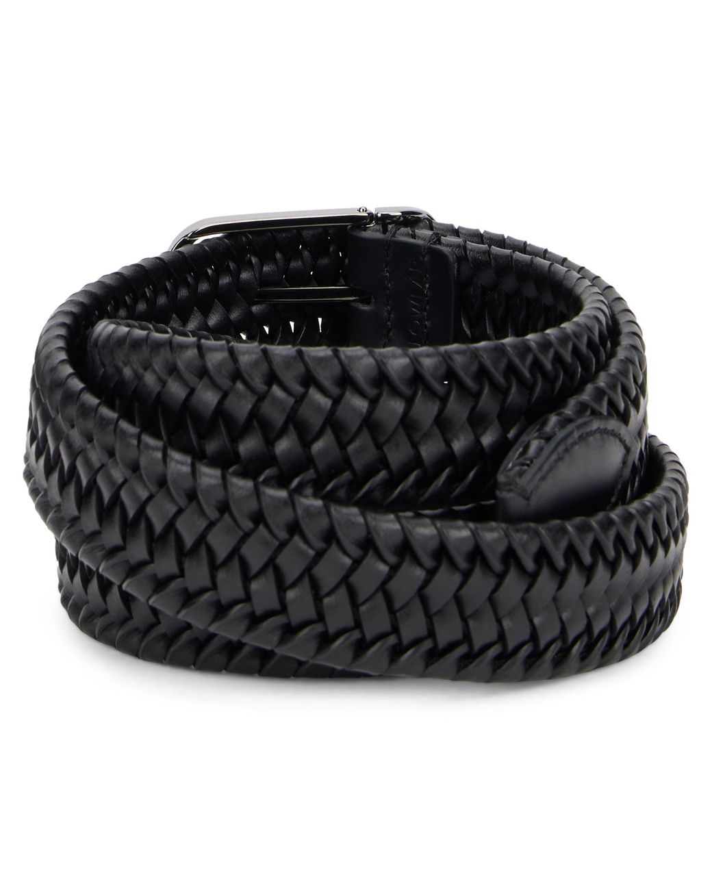 Slowear Black Woven Leather Belt for men