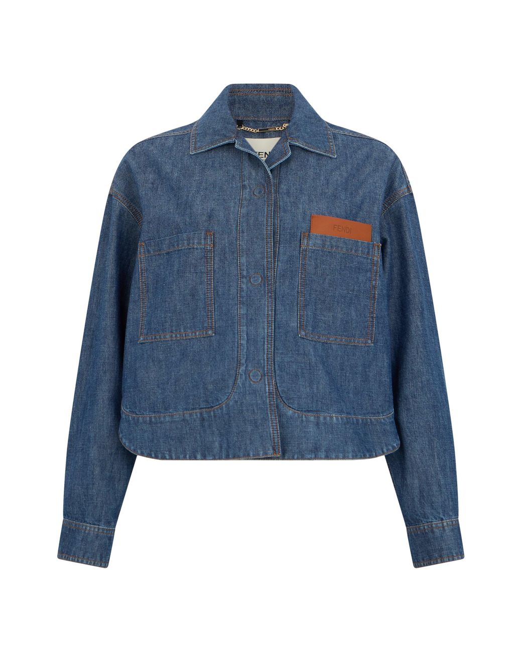 Fendi Blue Denim Jacket Made Of Cotton