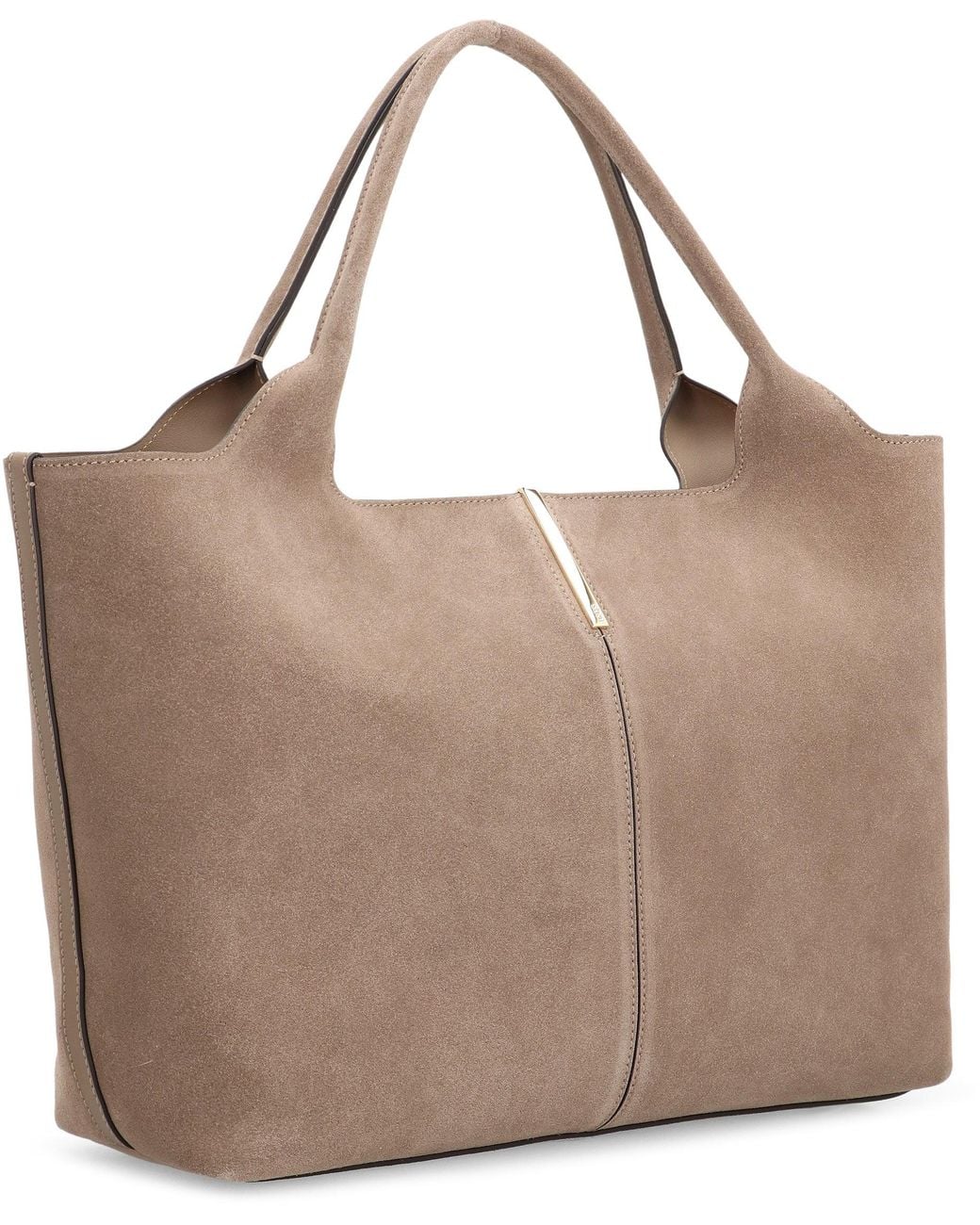 Tod's Brown Shopping Bag Suede Calfskin Tote