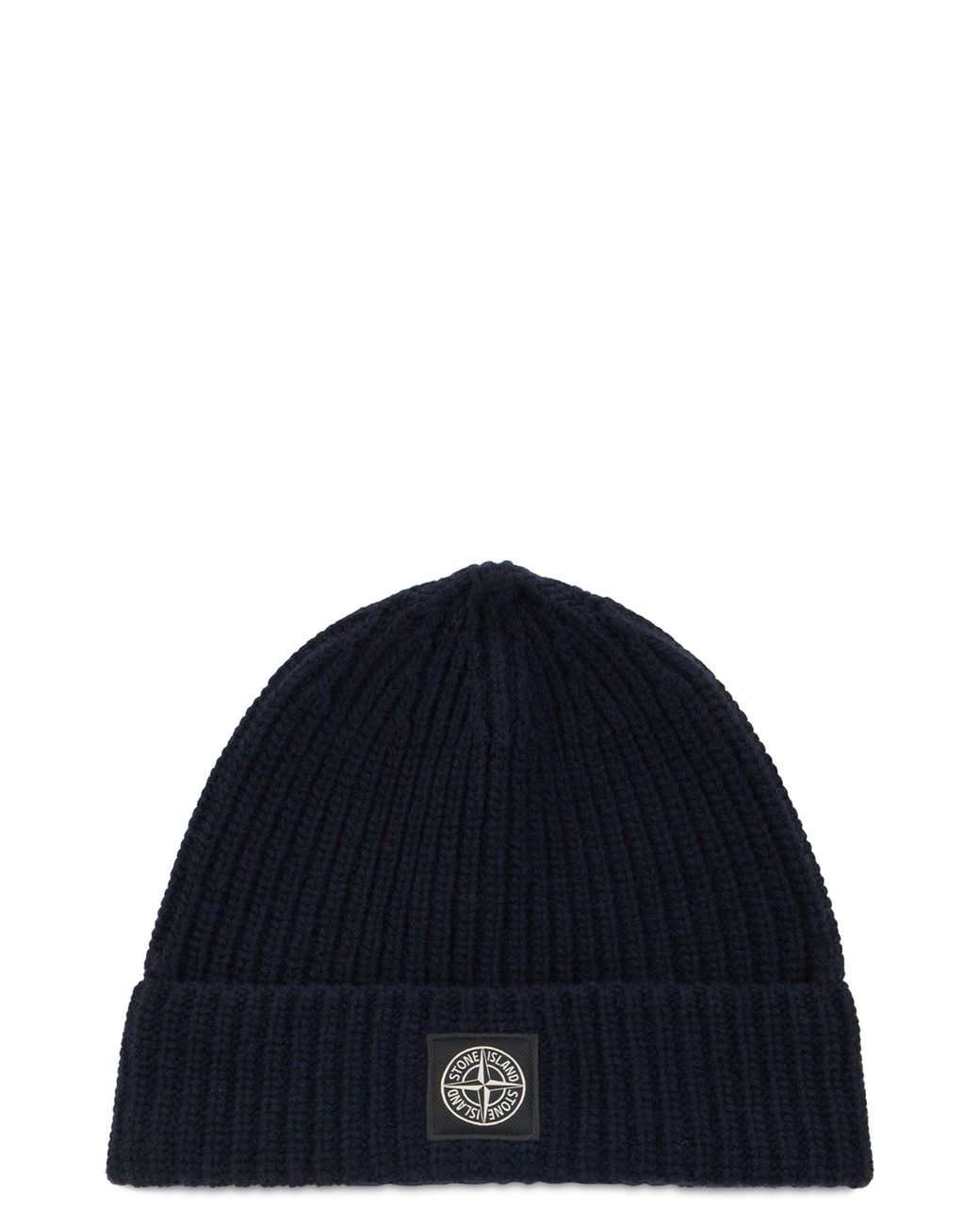 Stone Island Blue Hat Made Of Virgin Wool With Ribbing for men