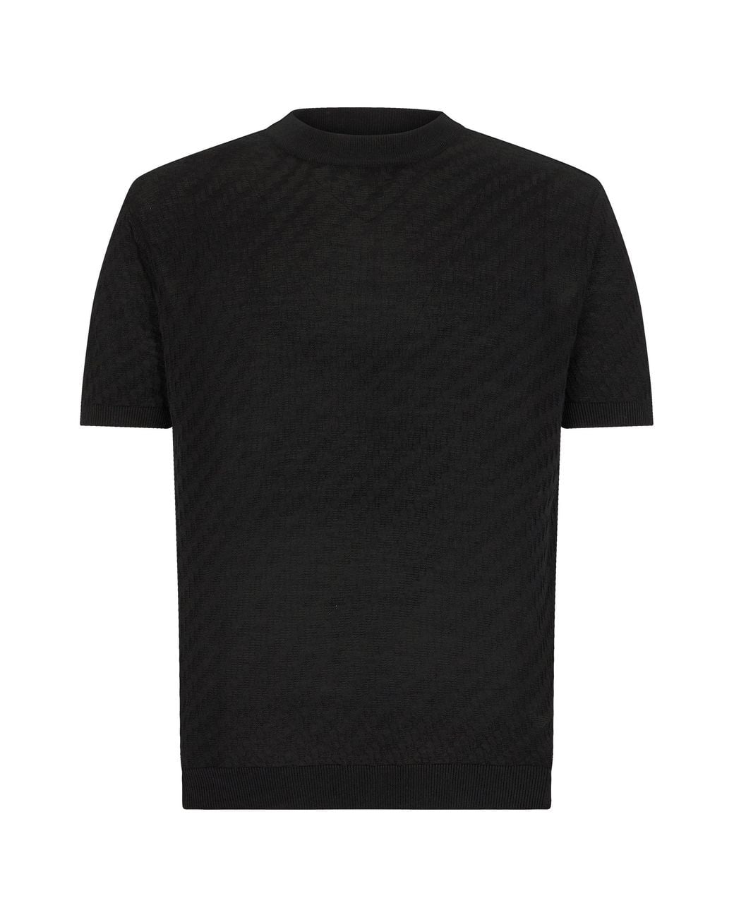 Emporio Armani Virgin Wool Sweater With Pattern in Black for Men | Lyst UK