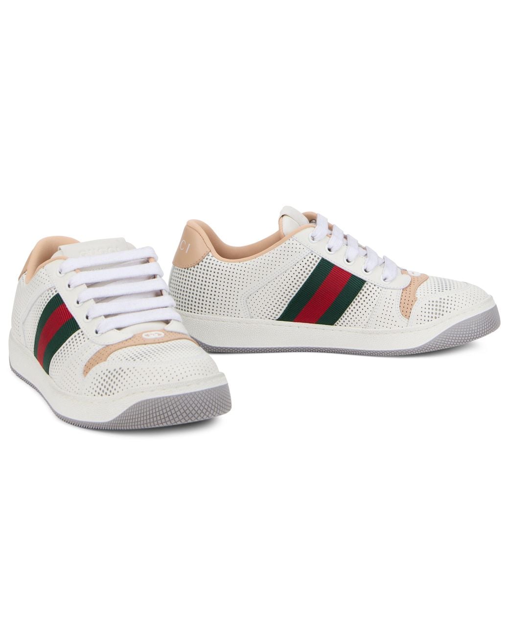 Gucci White Sneakers With Web Band