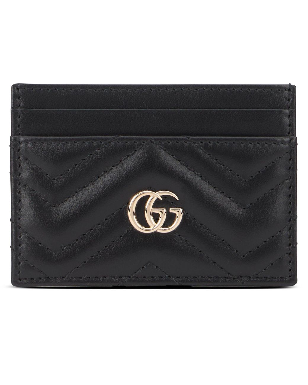 Gucci Black Leather Wallet Gg Marmont Calf Skin & Purses