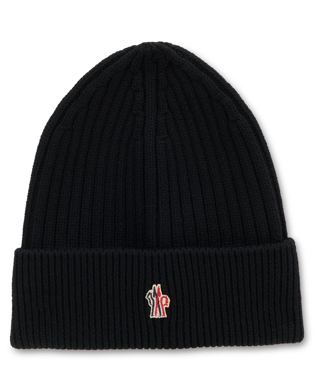 Moncler Black Wool Cap With Embroidered Logo for men