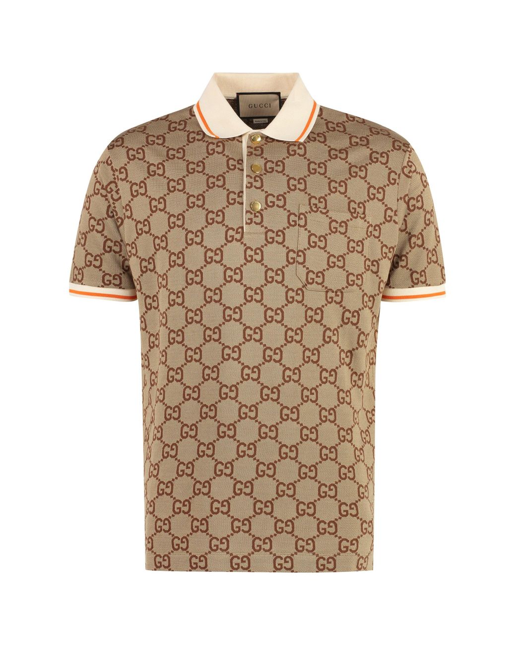 GUCCI ポロシャツ シルク M ベージュ GUCCI（グッチ） 21AW Jacquard Knit Cotton Short Sleeve GG柄