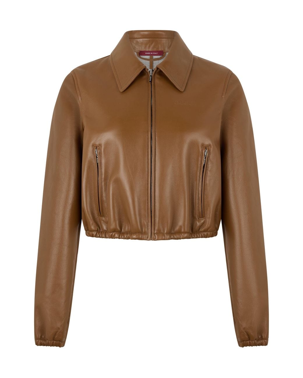 Gucci Brown Leather Jacket With Logo