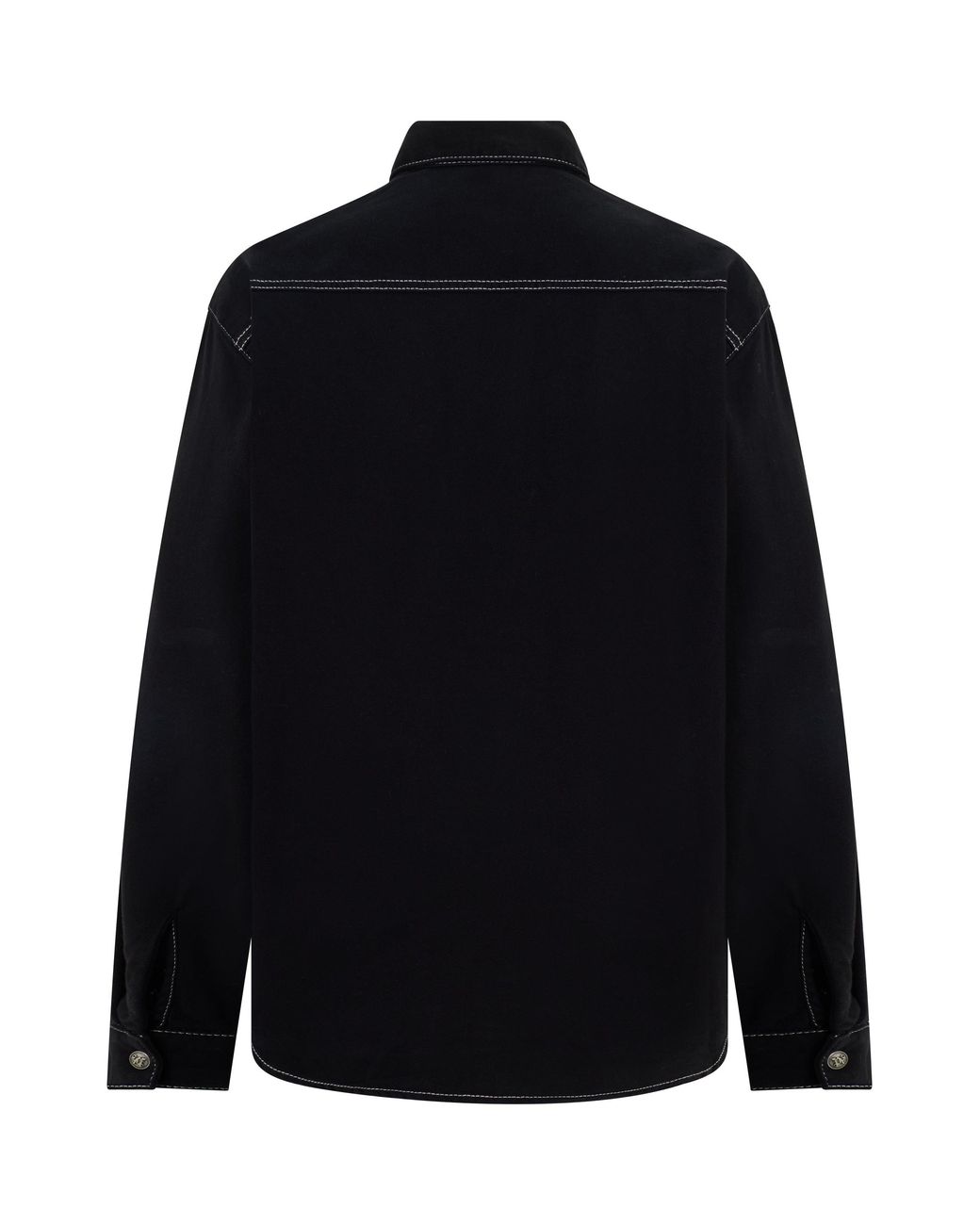 Palm Angels Black Cotton Shirt With Applied Pockets for men