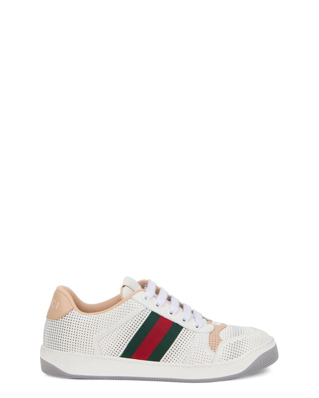 Gucci White Sneakers With Web Band