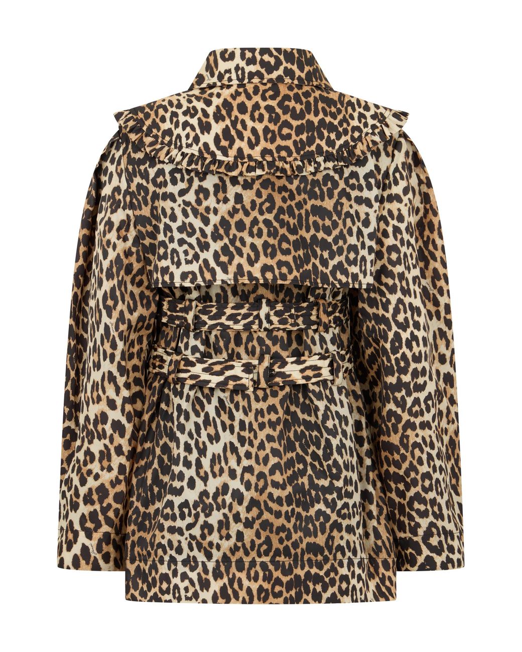 Ganni Multicolor Short Leopard Coat With Double-Breasted Closure