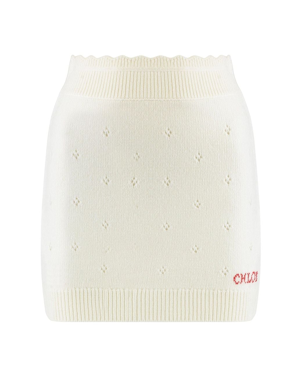 Chloé White Fitted Wool And Cashmere Miniskirt