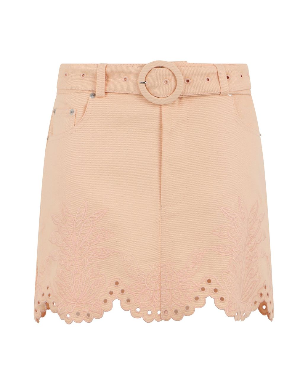 Farm Rio Natural Denim Mini Skirt Cotton