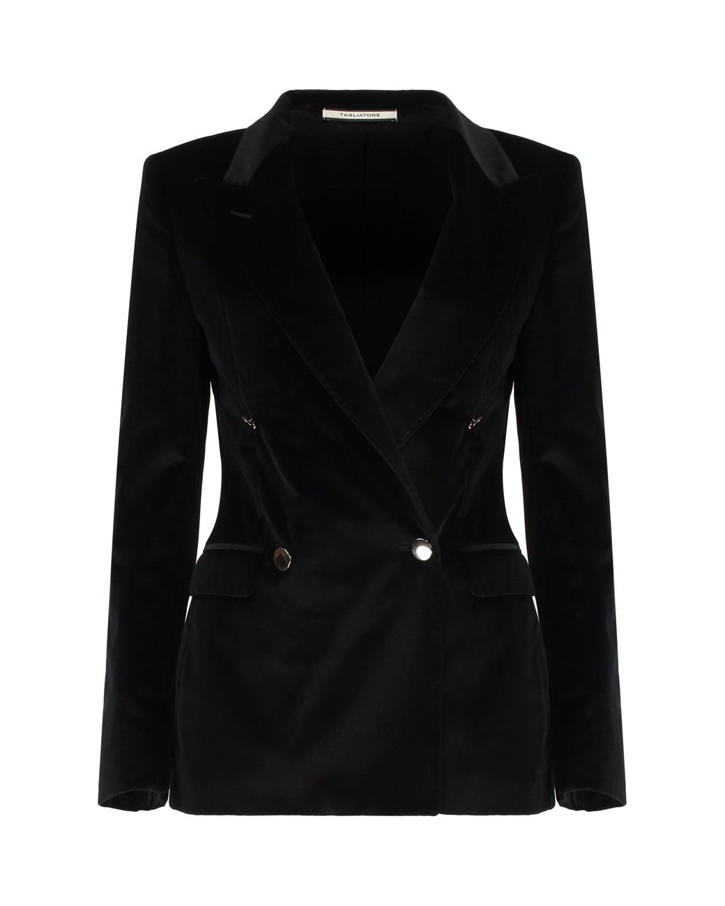 0205 Tagliatore Black Double-Breasted Velvet Jacket