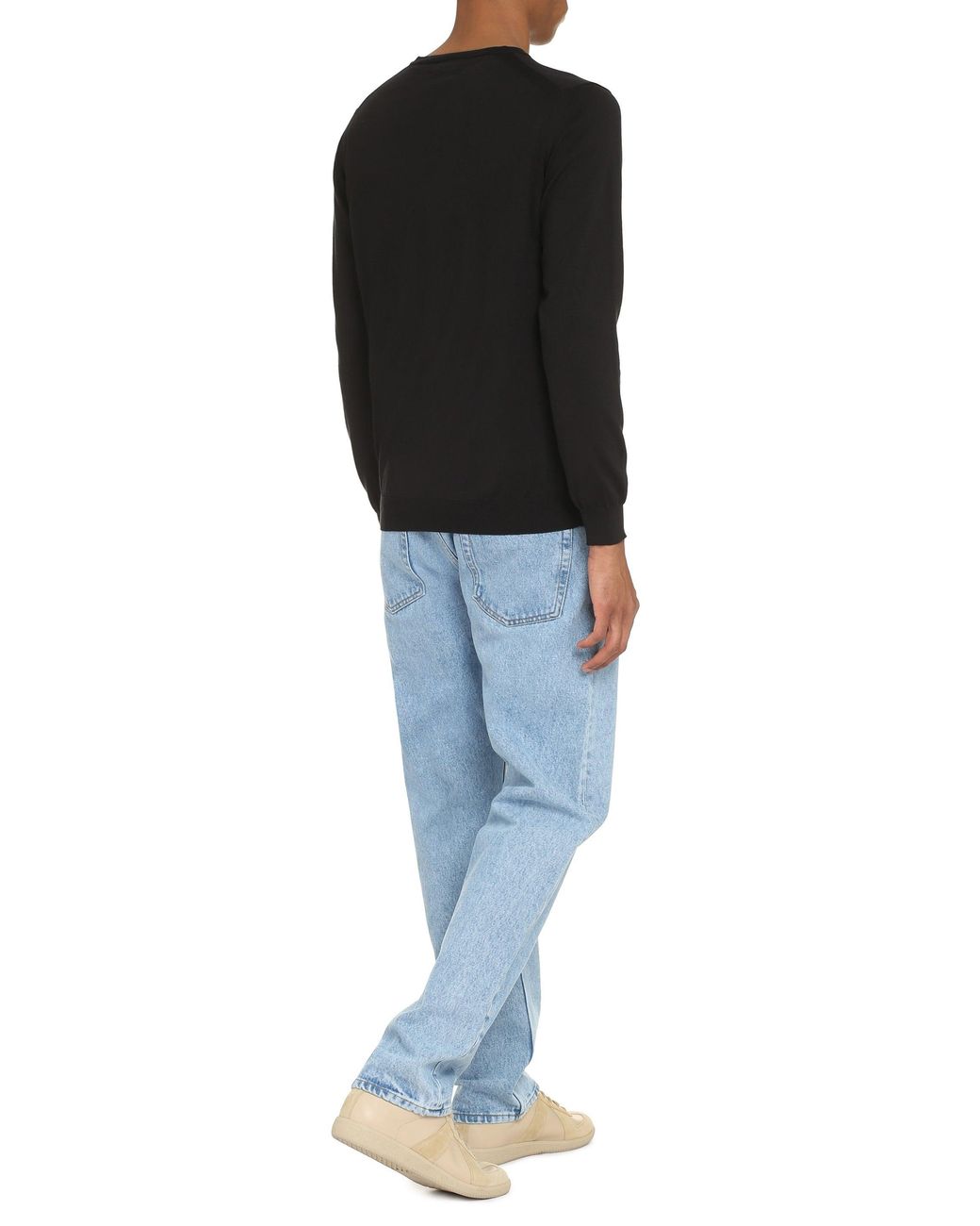 THE (Alphabet) Black Fine-Knit Sweater for men