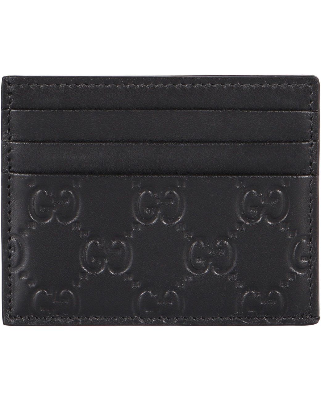 Gucci Black Card Holder Gg Emblem for men