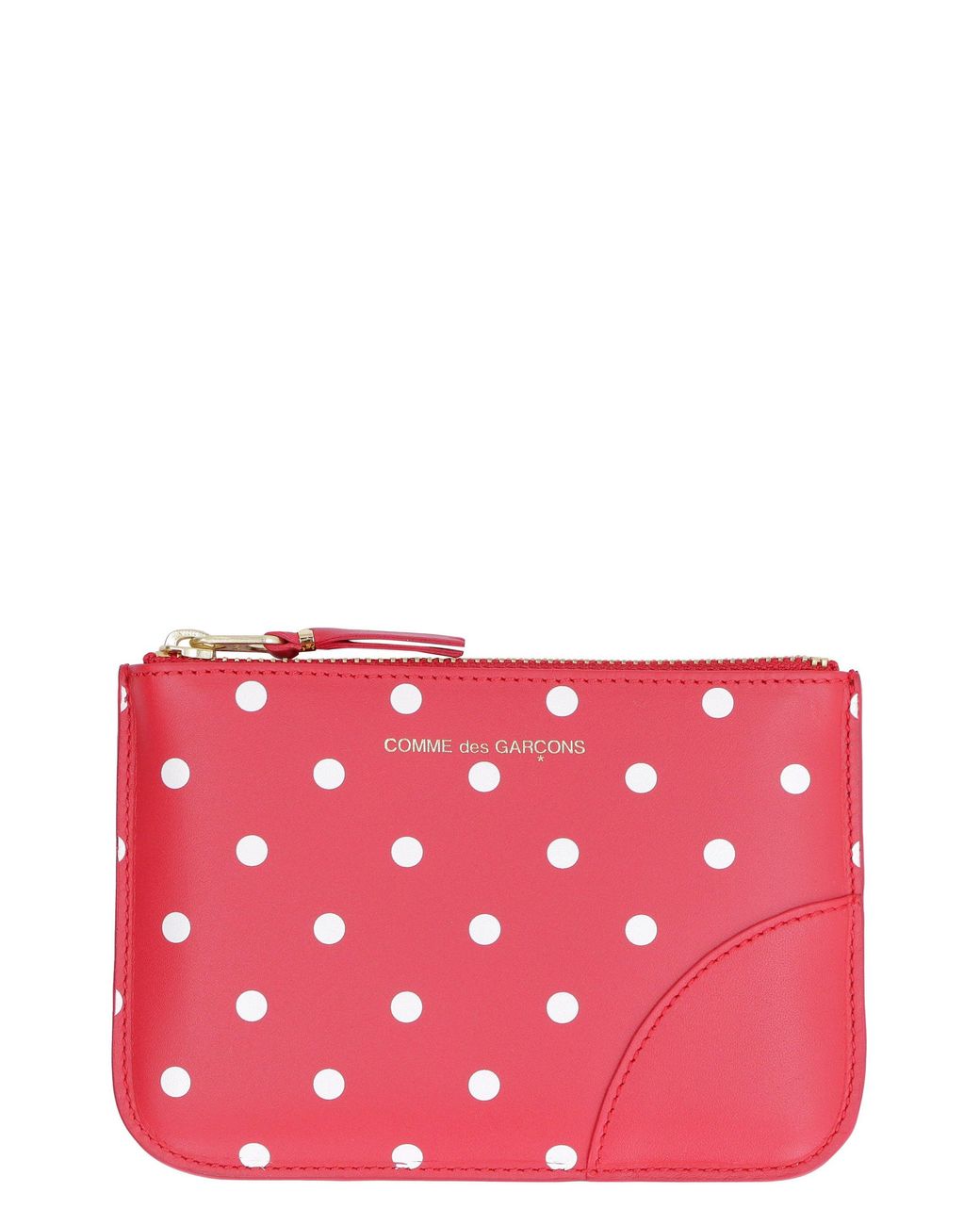 Comme des Garçons Red Logo Detail Flat Leather Pouch