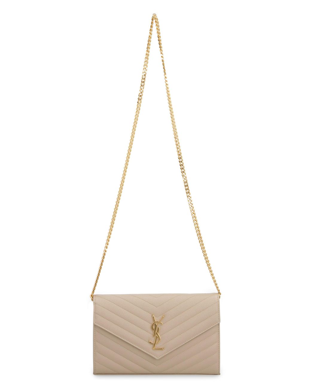 Saint Laurent Natural Cassandra Leather Wallet On Chain