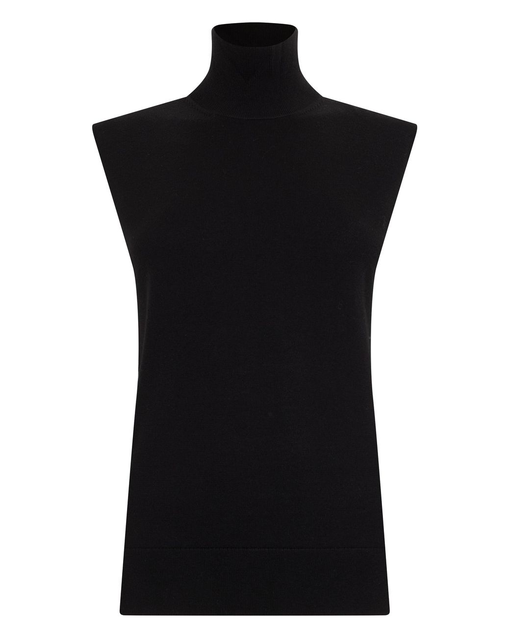 Totême Black Sleeveless Sweater High Collar Wool