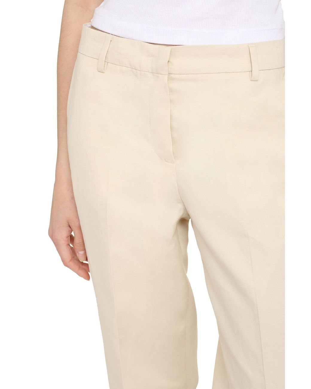 PT01 White Ambra Cotton-Linen Trousers