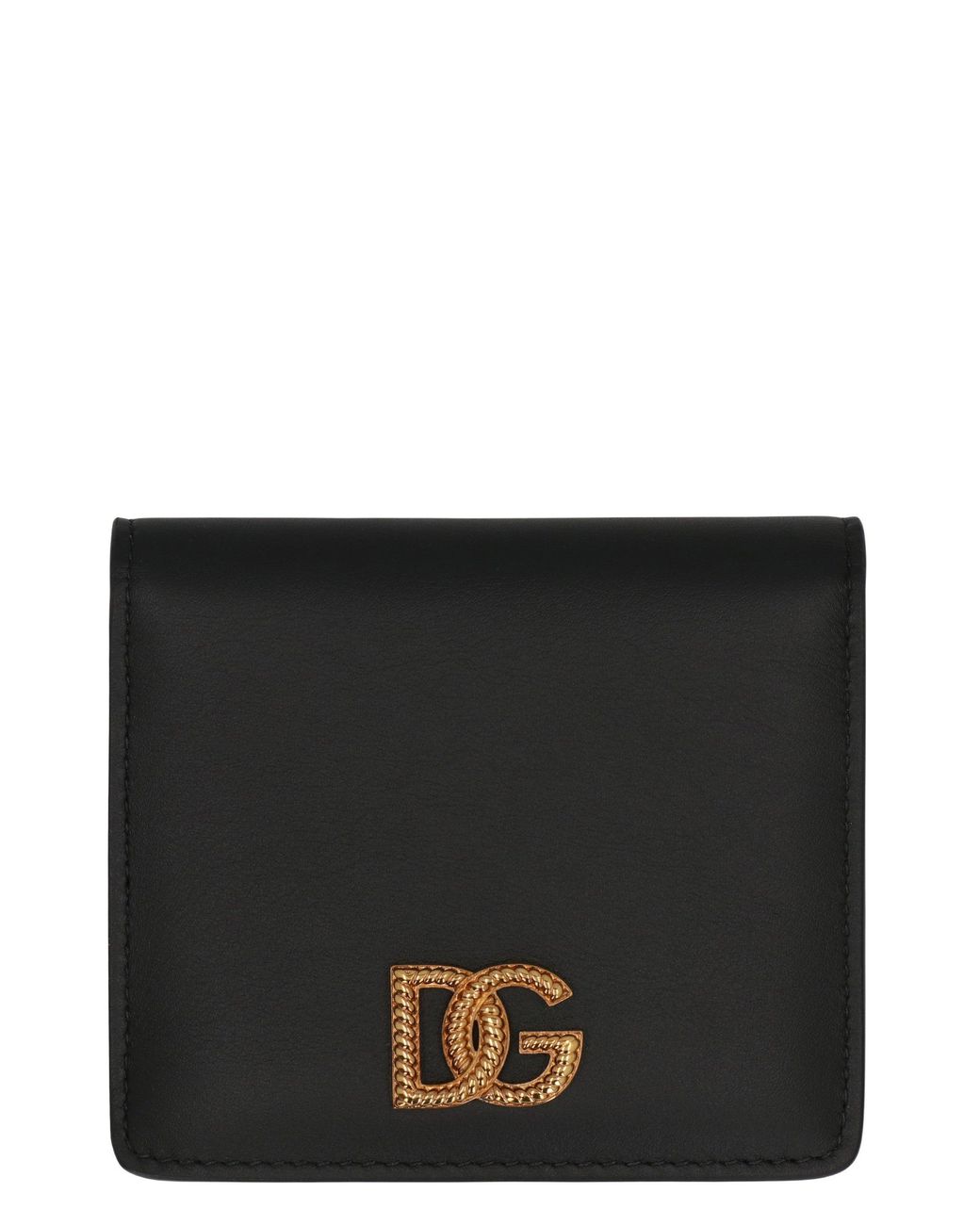 Dolce & Gabbana Black Dolce & Gabbana Calfskin Leather Wallet With Logo