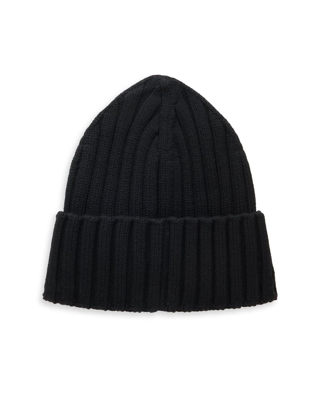 Moncler Black Knitted Beanie With Turn-Up Wool Virgin Hat