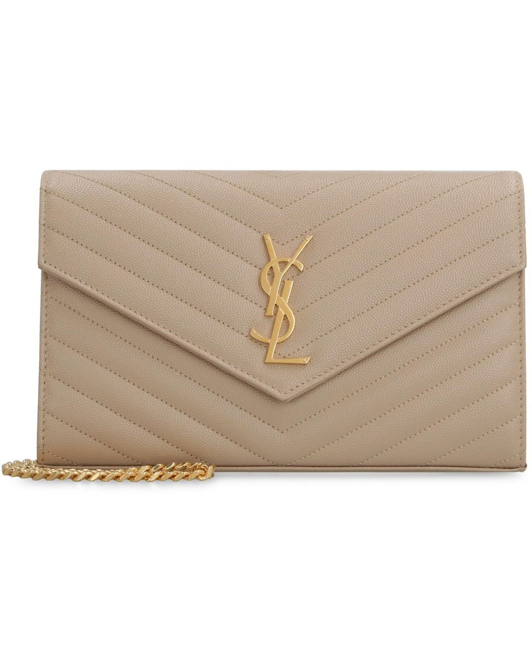Saint Laurent Natural Cassandra Leather Wallet On Chain