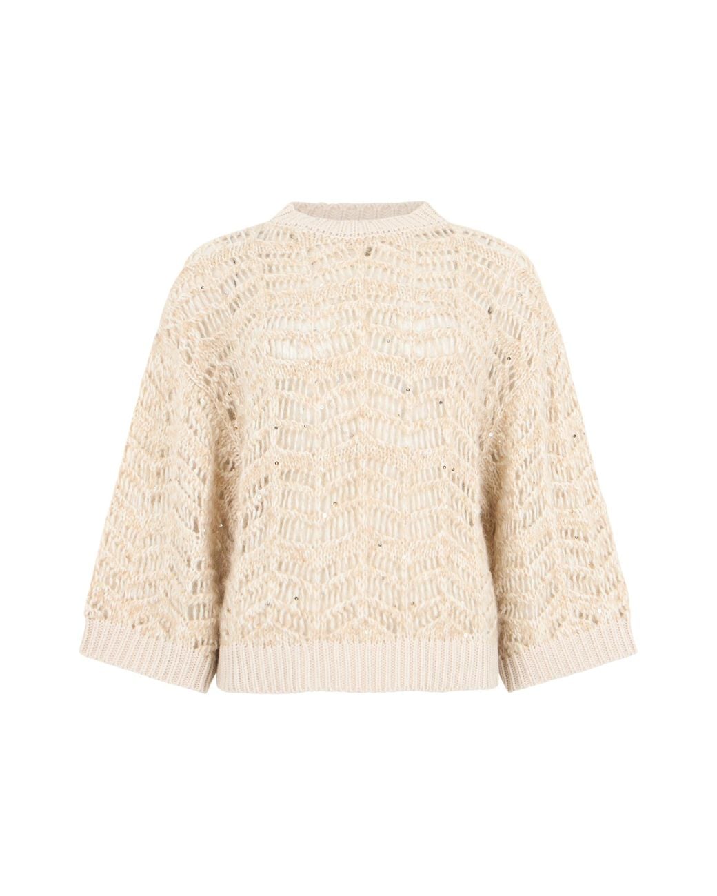 Peserico Natural Lace Sweater With Sequins