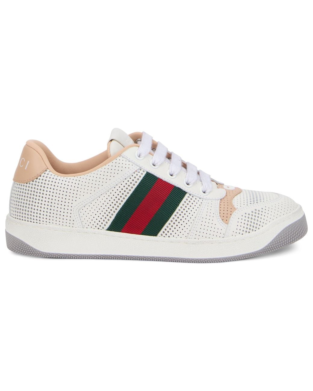 Gucci White Sneakers With Web Band