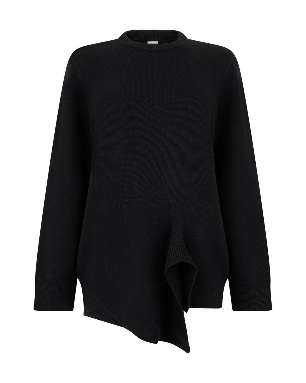 Totême Black Cashmere Sweater With Asymmetric Hem