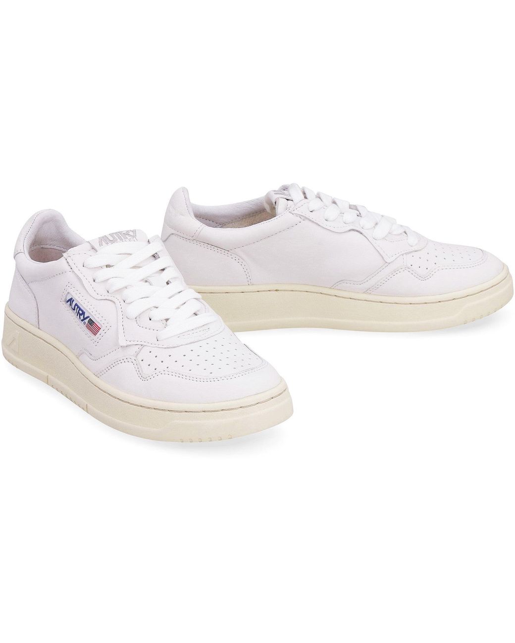 Autry White Medalist Leather Low-Top Sneakers Leather; Cotton; Rubber Trainers