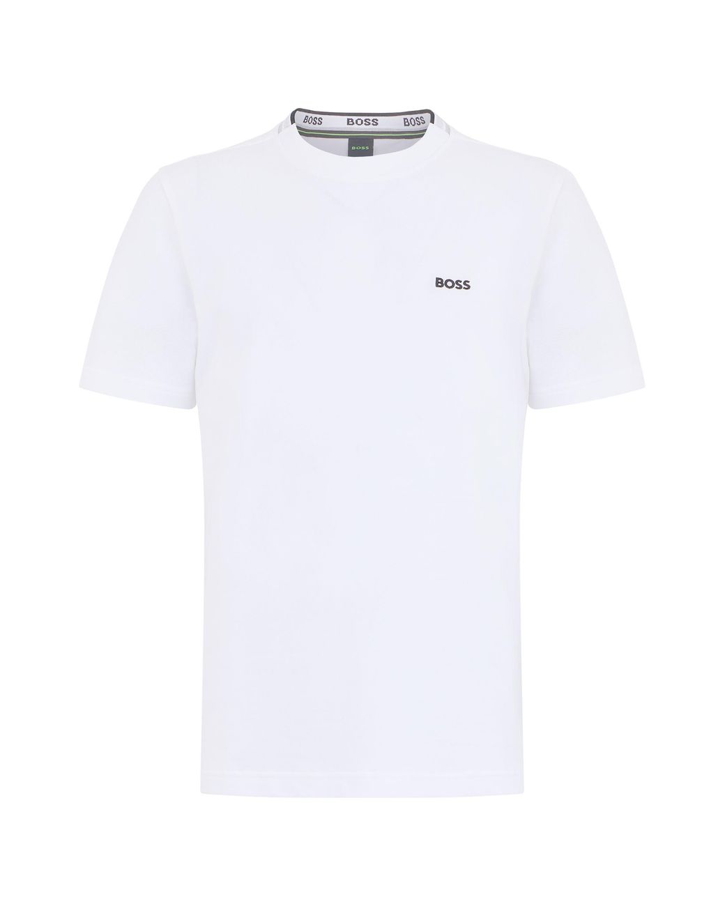 Boss White Cotton T-Shirt With Embroidery for men