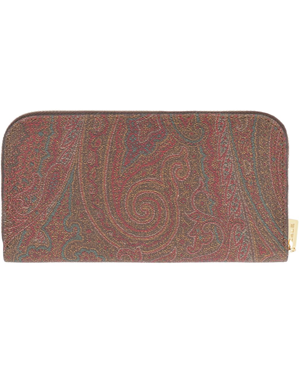 Etro Brown Mini Coated Canvas Wallet With Paisley Motif