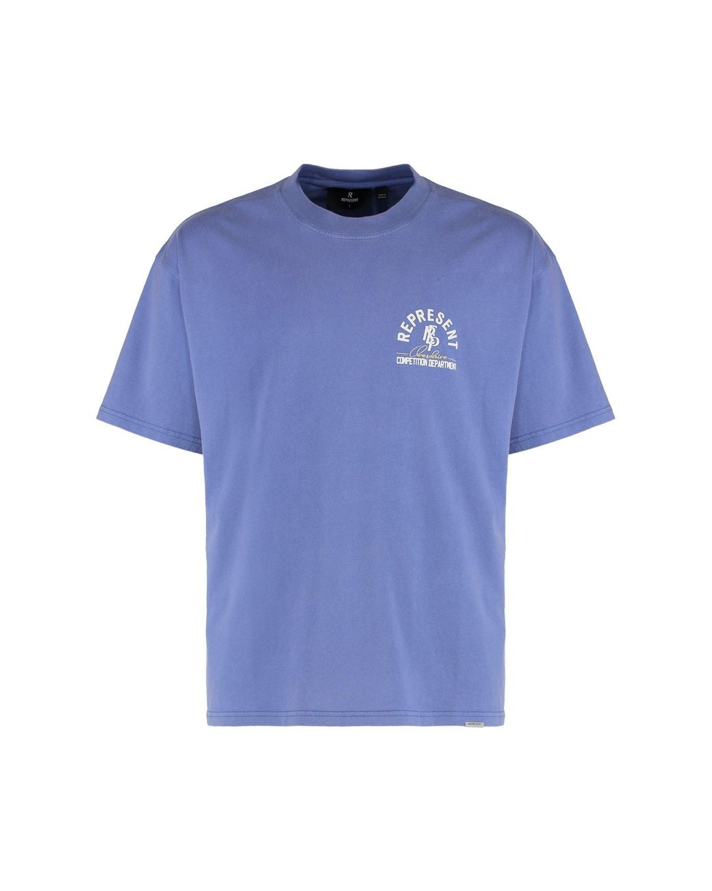 Represent Blue Cotton Crew-Neck T-Shirt for men
