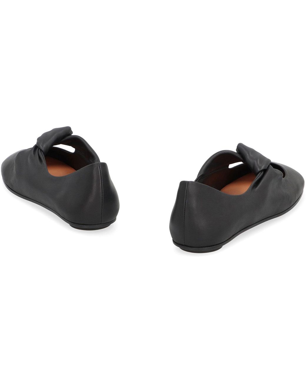 McQueen Black Leather Ballet Flats