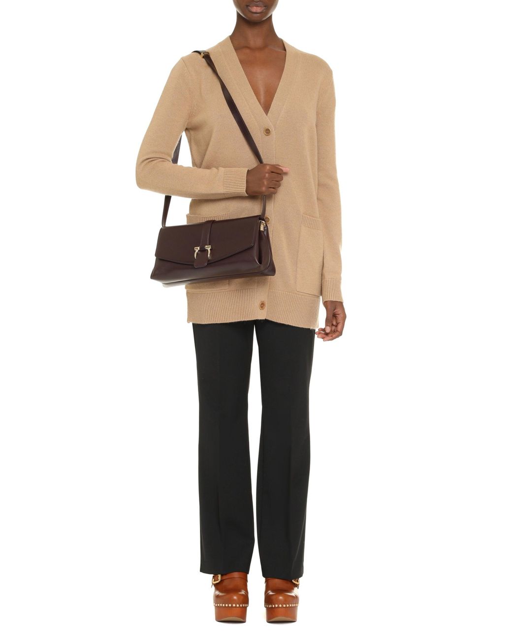 Max Mara Brown Elegantly Embroidered Wool And Cashmere Cardigan