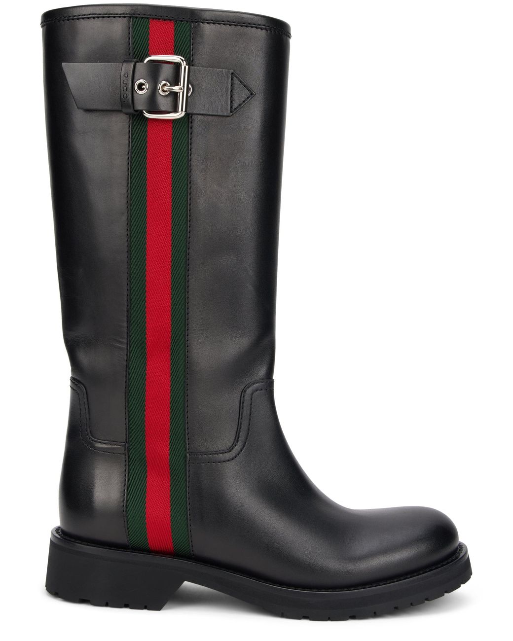 Gucci Black High Boots With Web Band