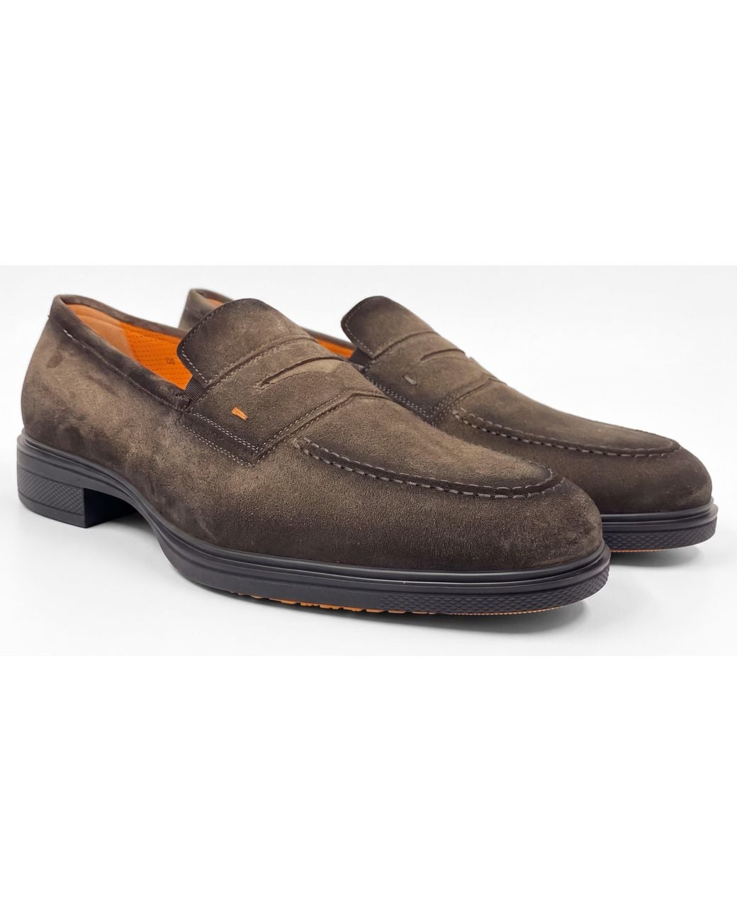 Santoni Brown Penny Loafers for men