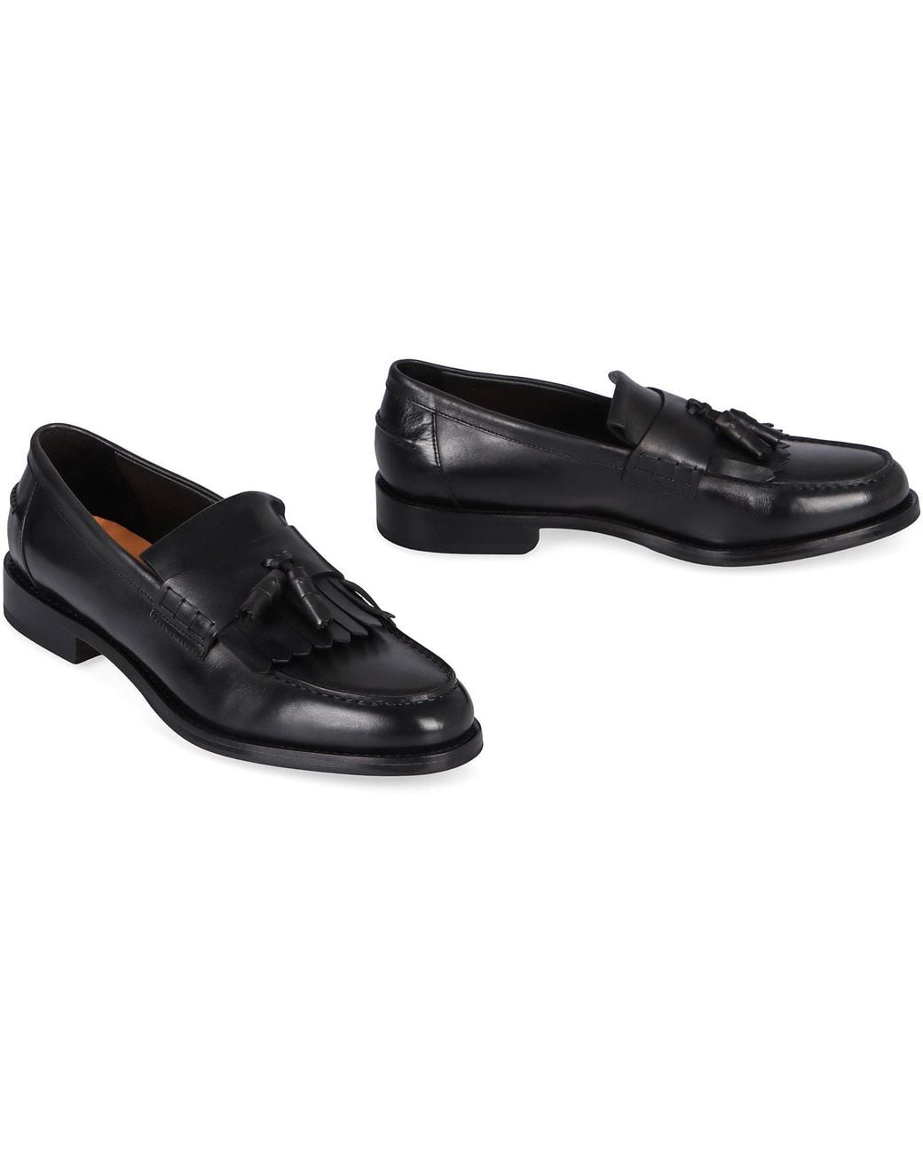 Doucal's Black Leather Moccasins for men
